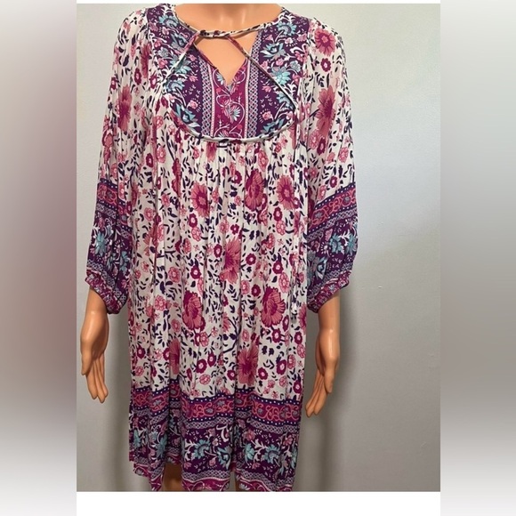 Temofon Floral Midi Dress - Pink and Purple - Picture 1 of 5